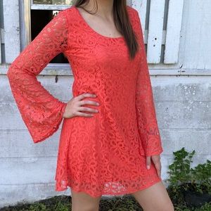 Coral lace dress